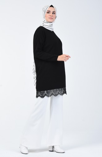 Tricot Lace Sweater Black 4961-01