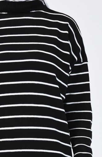 Tricot Striped Sweater Black 4982-02