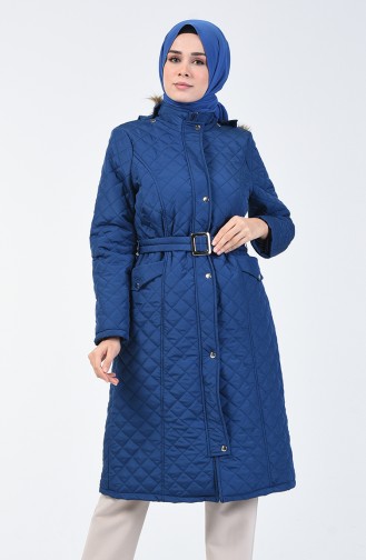 Furry quilted Coat 0123-03 Indigo 0123-03