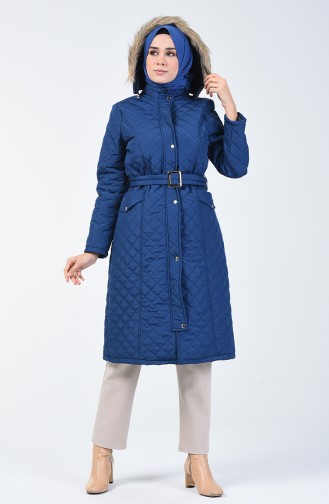 Furry quilted Coat 0123-03 Indigo 0123-03