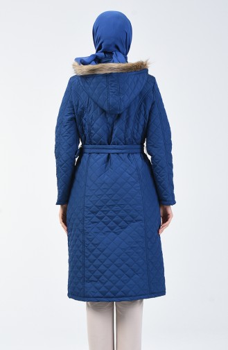 Furry quilted Coat 0123-03 Indigo 0123-03