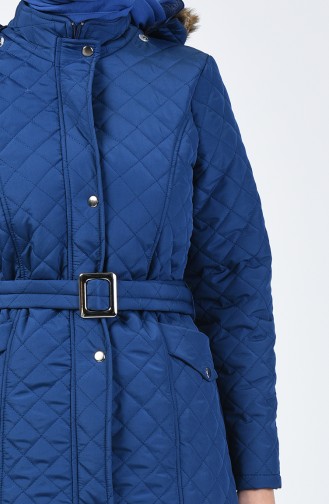 Furry quilted Coat 0123-03 Indigo 0123-03