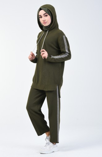 Triko Simli Kazak Pantolon İkili Takım 14300-04 Yeşil