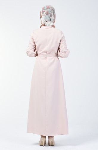 Robe à Ceinture avec Boutons 2699-11 Beige 2699-11