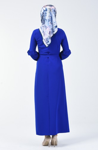 Button Belted Dress 2699-14 Saxe Blue 2699-14
