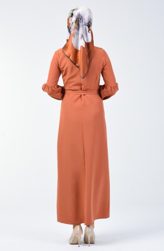 Robe à Ceinture avec Boutons 2699-15 Orange 2699-15