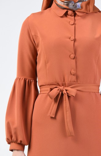 Robe à Ceinture avec Boutons 2699-15 Orange 2699-15