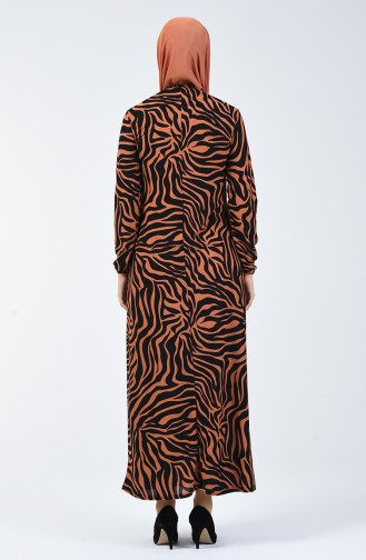 Patterned Dress Brown Tobacco Black 8859-01