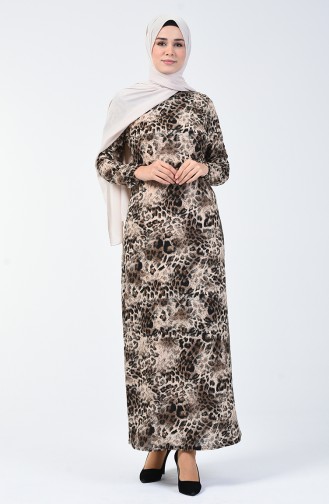 Leopard Gemustertes Kleid 8861-01 Nerz 8861-01