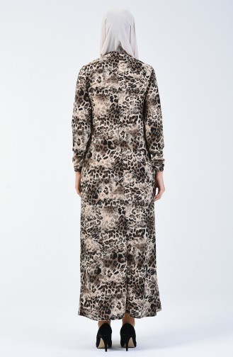 Leopard Gemustertes Kleid 8861-01 Nerz 8861-01