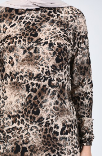 Leopard Gemustertes Kleid 8861-01 Nerz 8861-01