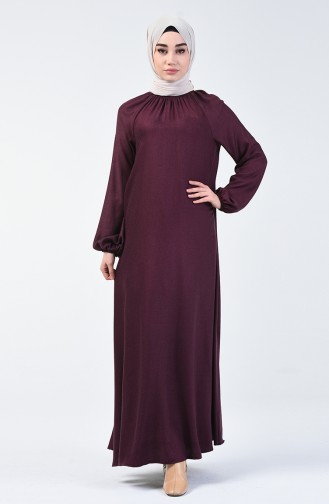 Claret Red Hijab Dress 3138-03
