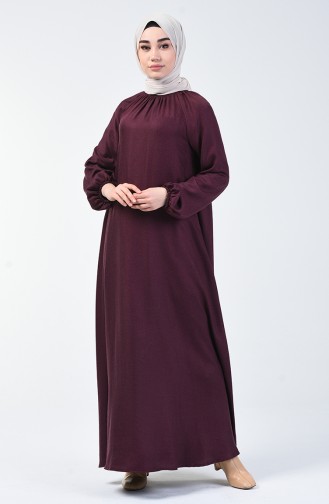 Claret Red Hijab Dress 3138-03