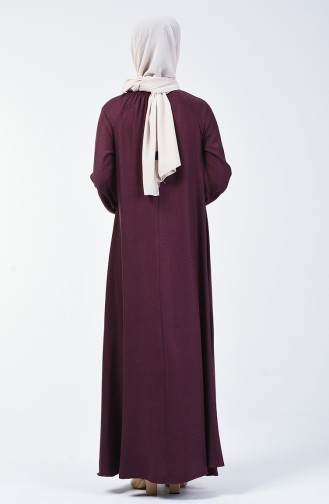 Claret Red Hijab Dress 3138-03
