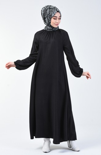 Schwarz Hijab Kleider 3138-04