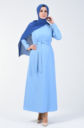 Belted Straight Dress Baby Blue 60087-04