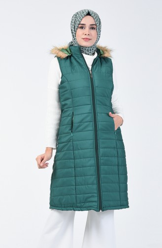 Gilet Sans Manche à Capuche  9072-07  Vert émeraude 9072-07