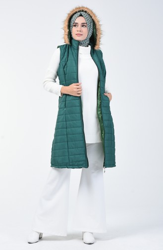 Gilet Sans Manche à Capuche  9072-07  Vert émeraude 9072-07