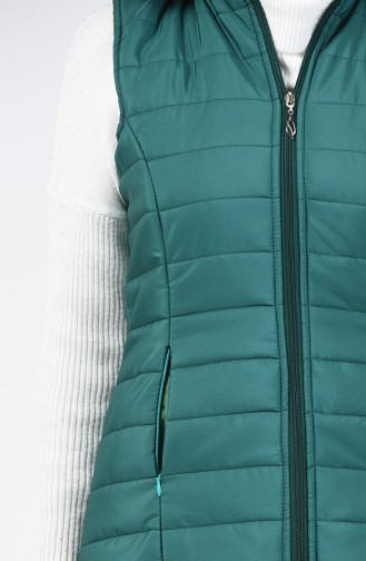 Gilet Sans Manche à Capuche  9072-07  Vert émeraude 9072-07