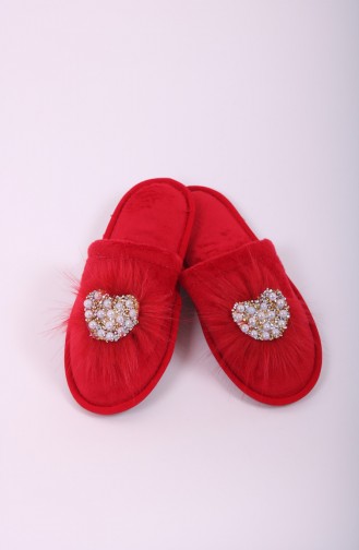 Red Women`s House Slippers 31-06