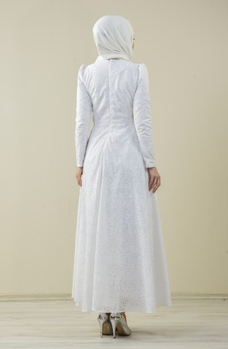 White Hijab Evening Dress 7256-02