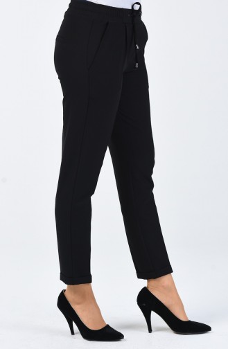 Straight Leg Pants with Pockets 3152-01 Black 3152-01