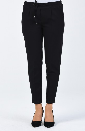 Straight Leg Pants with Pockets 3152-01 Black 3152-01