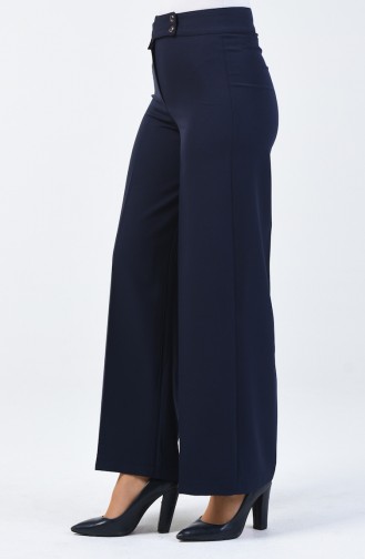 Pocket Detailed wide-leg Trousers 3153-01 Navy Blue 3153-01