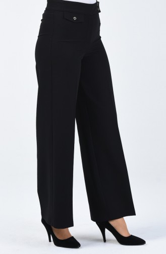 Pocket Detailed wide Leg Pants 3153-03 Black 3153-03