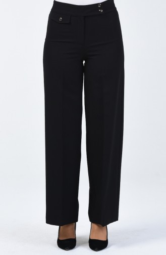 Pocket Detailed wide Leg Pants 3153-03 Black 3153-03