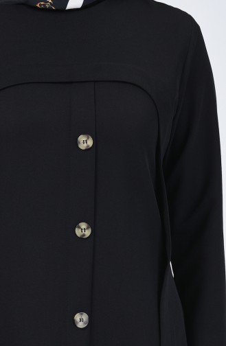 Button Detailed Tunic Trousers Double Suit 5526-01 Black 5526-01