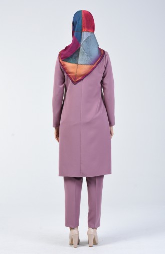 Button Detailed Tunic Trousers Double Suit 5526-02 Lilac 5526-02