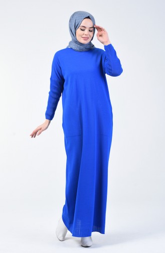 فستان تريكو بجيوب أزرق 4722A-01
