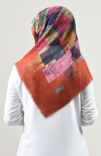 Patterned Scarf Brown tobacco 2449-06