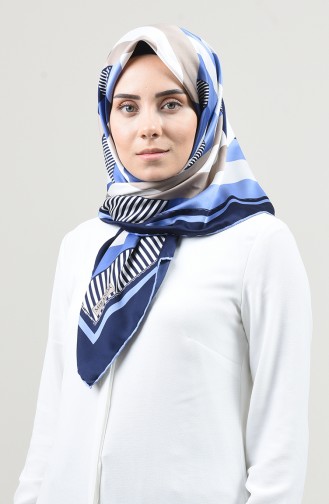 Patterned Rayon Scarf Blue Navy Blue 2457-18