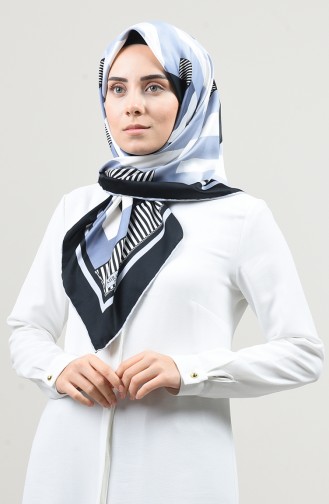 Patterned Rayon Scarf Gray Black 2457-20