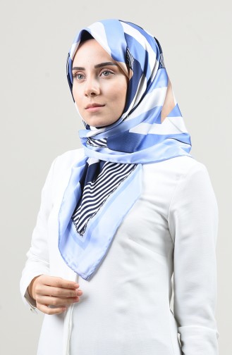 Patterned Rayon Scarf Baby Blue 2457-23