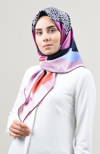 Desenli Rayon Eşarp 2457-30 Mor Toz Pembe 2457-30