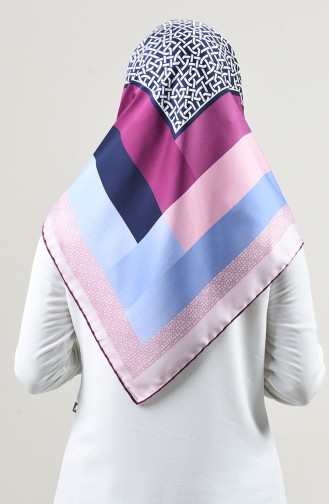 Desenli Rayon Eşarp 2457-30 Mor Toz Pembe 2457-30