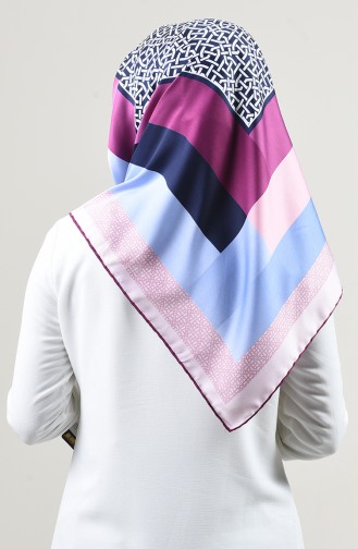 Desenli Rayon Eşarp 2457-30 Mor Toz Pembe 2457-30