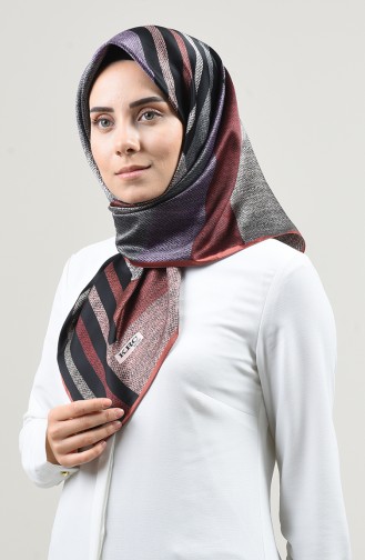 Karaca Desenli Rayon Eşarp 90665-10 Pudra Siyah