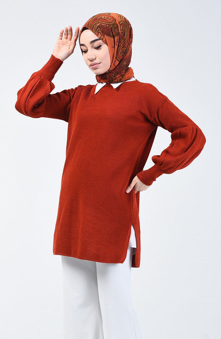 brick red sweater
