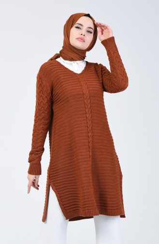 Tricot V-Neck Sweater Brick 5020-02