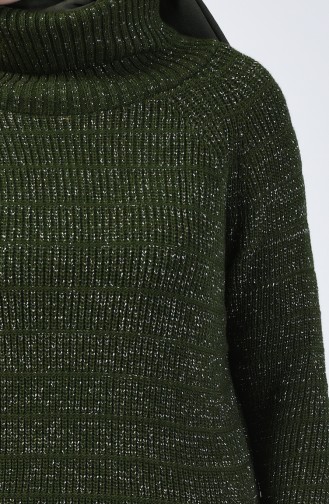 Pull Tricot à Paillettes 5021-04 Vert Foncé 5021-04