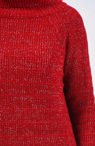 Pull Tricot à Paillettes 5021-06 Rouge 5021-06