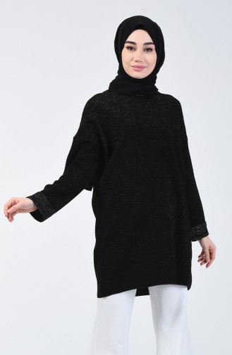 Pull Tricot à Paillettes 4956-02 Noir 4956-02