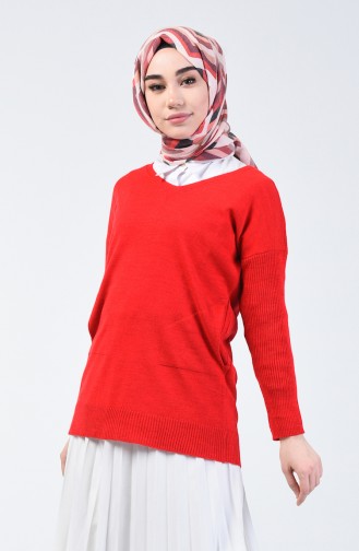 Pull Tricot Col V 0510-03 Rouge 0510-03