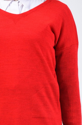 Pull Tricot Col V 0510-03 Rouge 0510-03
