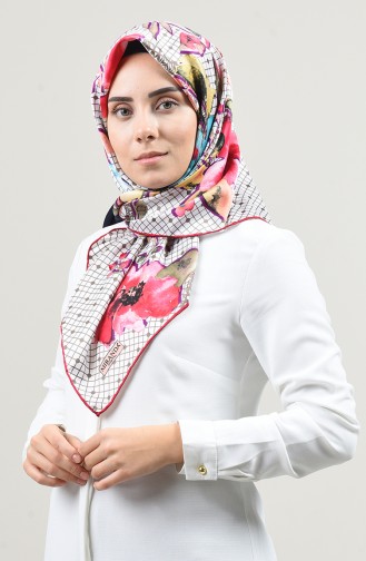 Desenli Rayon Eşarp 2457-07 Koyu Fuşya