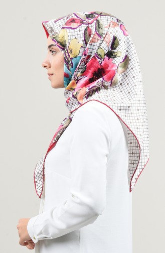 Desenli Rayon Eşarp 2457-07 Koyu Fuşya